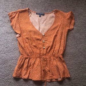 Dainty Orange Polka-dot Blouse